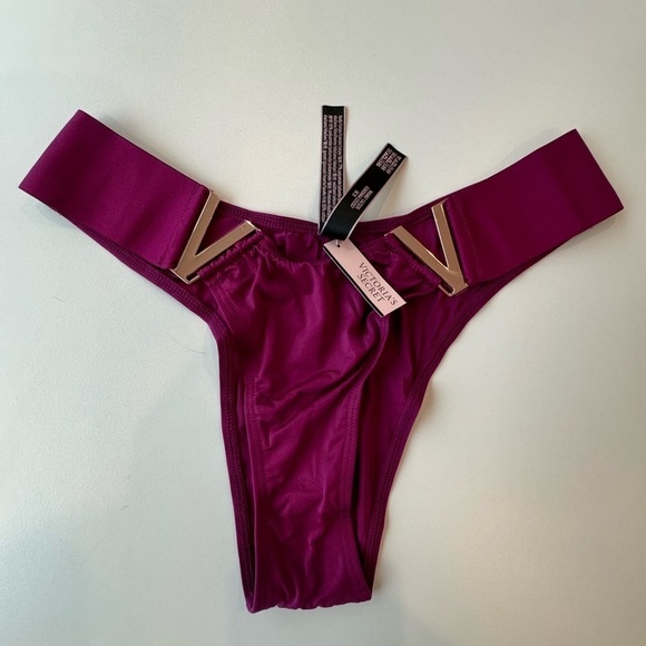 Victorias Secret Very Sexy Brazilian Slip MetallicV satin Size Small Purple - Picture 5 of 5